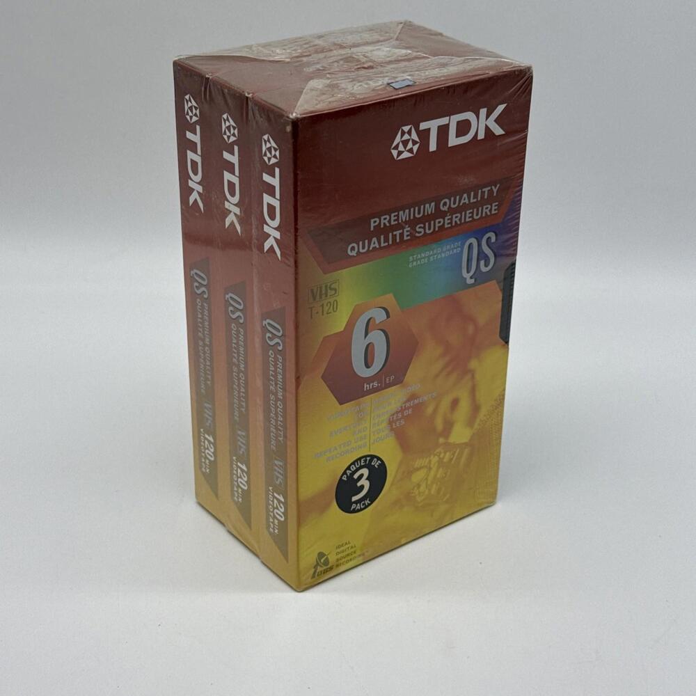 TDK QS T-120 VHS 6 HOUR PREMIUM QUALITY VHS T-120QS 3-PACK New